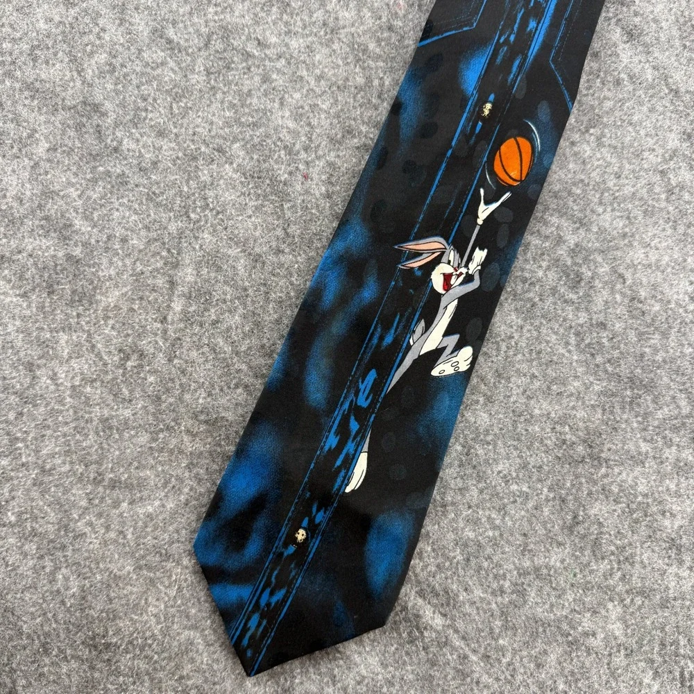 Looney Tunes Tie Mens OS‎ Blue Bugs Bunny Basketball Space Jam Vintage 90s Mania